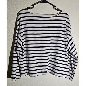 Levis Womens Sz M Marine Boat Long Sleeved Cotton Top Nautical Yacht Club Beach‎